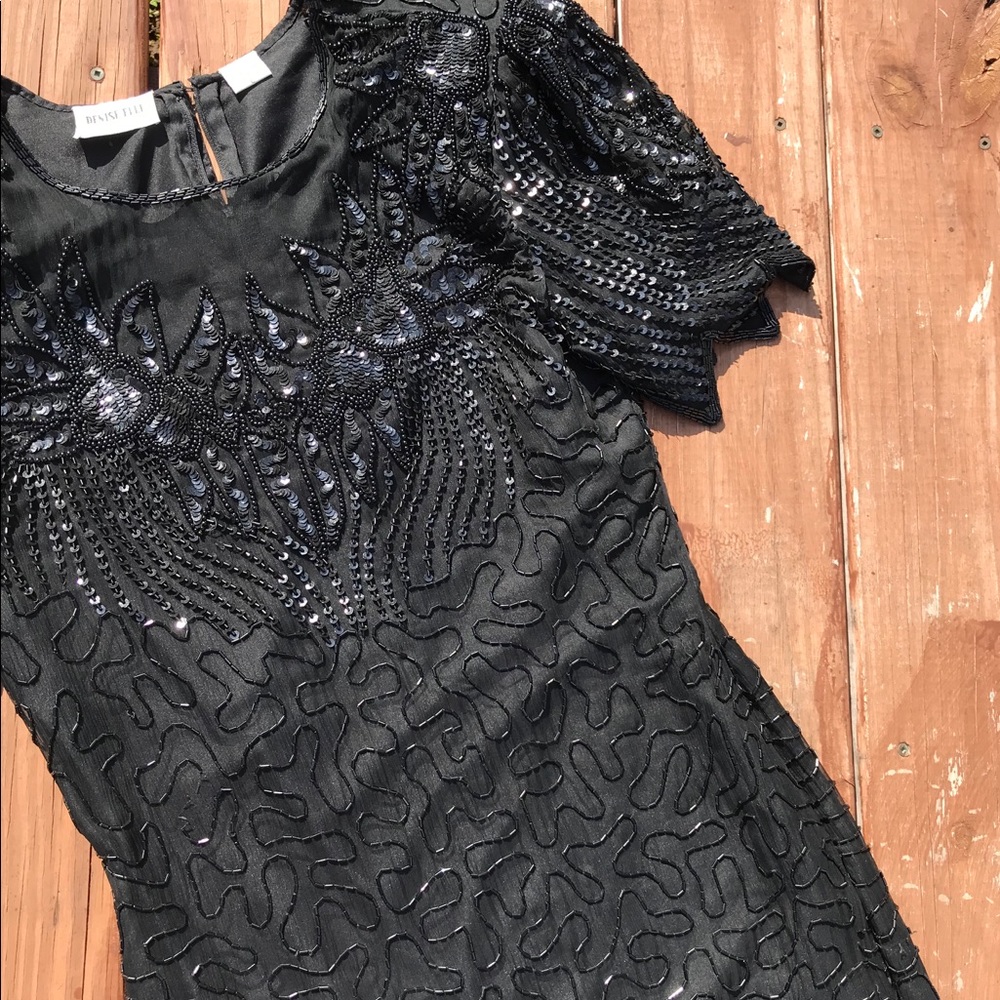 Last chance VTG Denise Elle 80s silk beaded dress
